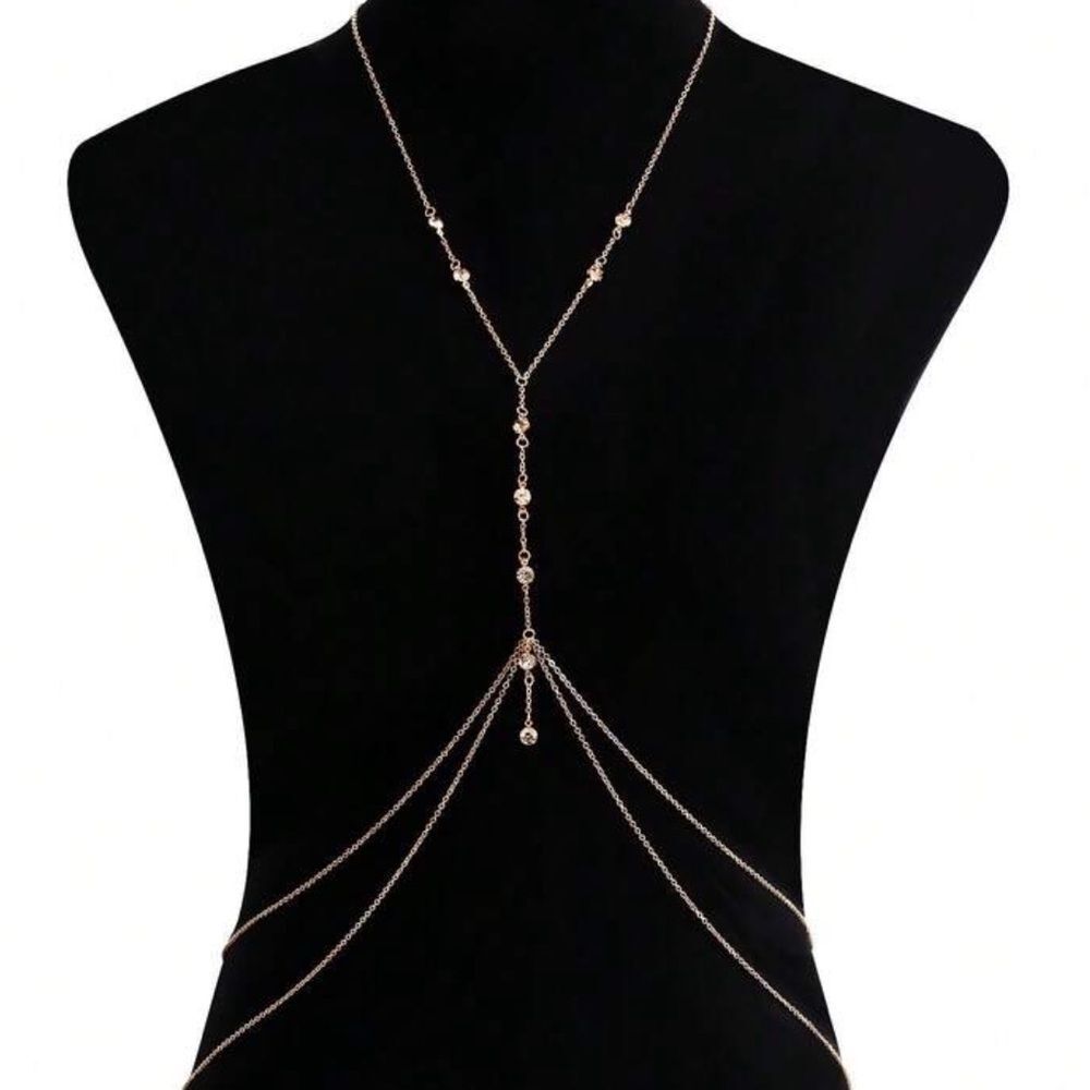 Chain Neck Gold Necklace R259 - Picture 2 of 2